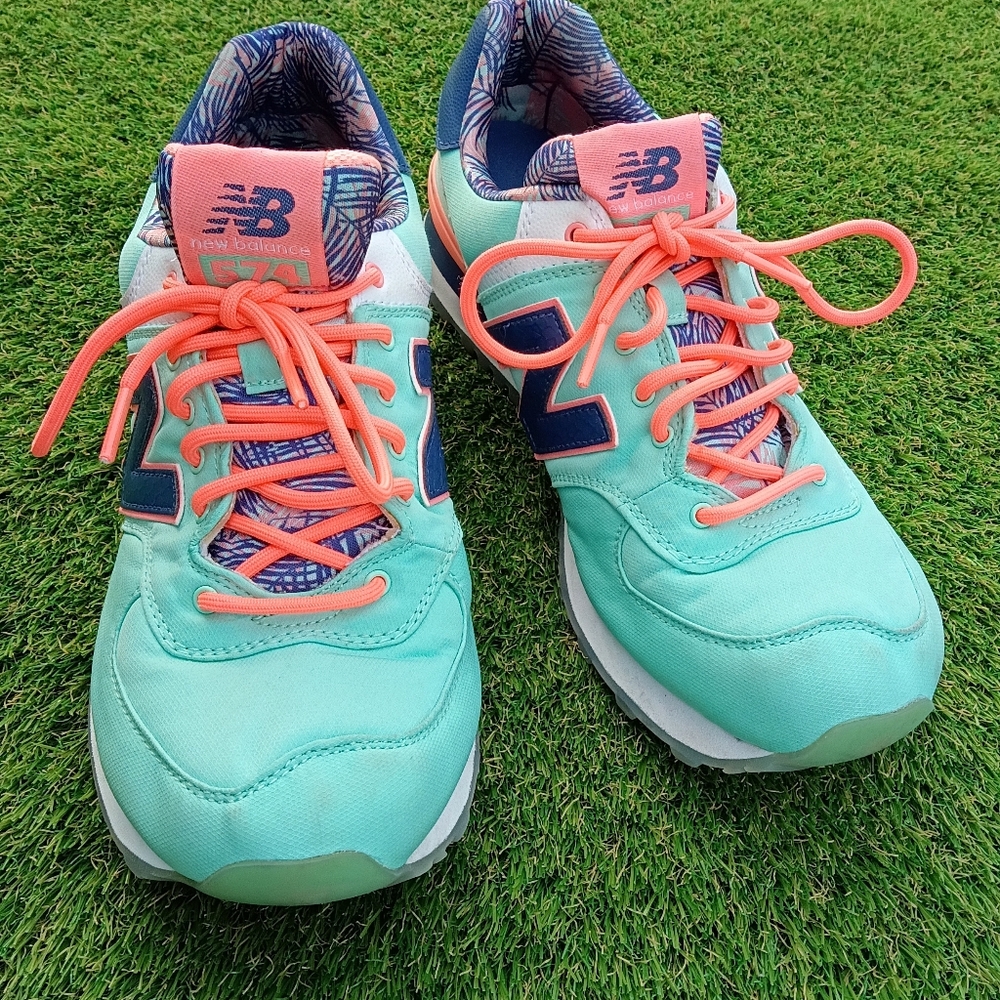New Balance Mint Green & Coral Athletic Sneakers